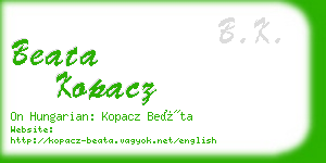 beata kopacz business card
